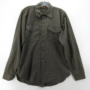 VINTAGE Big Smith Shirt Medium Olive Sanforized 6 Six Button 60s Work*